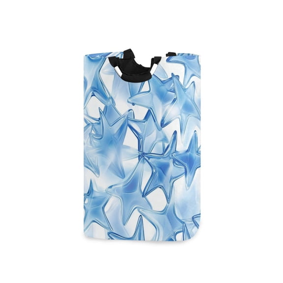 Blue Translucence Stars Laundry Basket with Handles Foldable Laundry Hamper Freestanding Washing Bin 50L