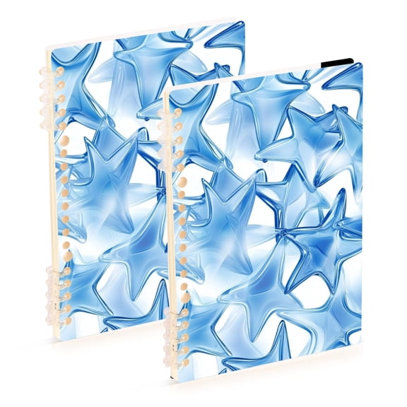 Blue Translucence Stars Notebook Detachable Coil Notebook Diary Plan Book A5 Size 60 Pages 2 Pack