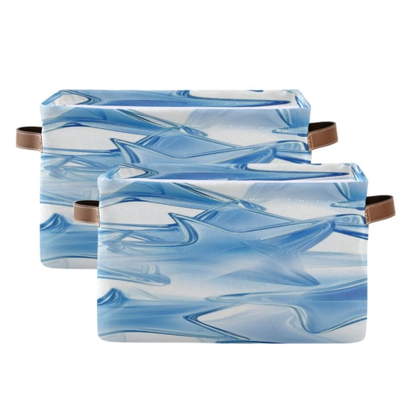 Blue Translucence Stars Square Storage Bins with Handles Collapsible Containing Box 2 Packs
