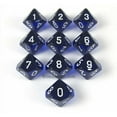thumbnail image 1 of Blue Translucent Dice with White Numbers D10 Aprox 16mm (5/8in) Set of 10 Chessex, 1 of 1