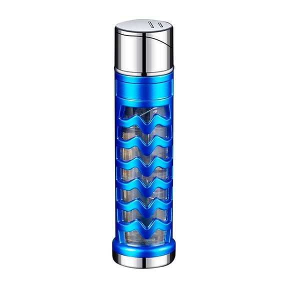 Blue Transparent Windproof Lighter, Refillable Butane Lighter With Led Light, Outdoor Use, Camping, Emergency Fire Starting - 3.54X1.18X0.79In 0.15Lb