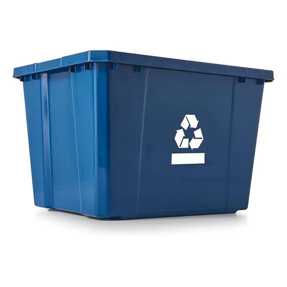 Blue Trash Can 17 Gallon, Curbside Recycling Bin - Plastic Home Garbage Container with Handles