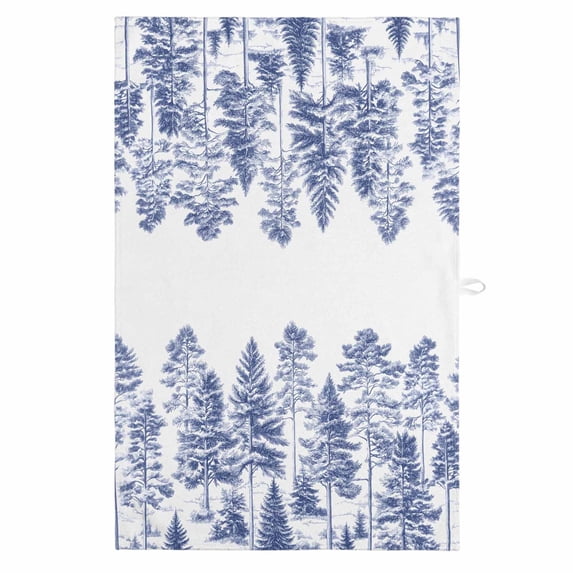 Blue Tree 1 Pack Kitchen Towel, Water Absorbent Dish Towel, Nature Forest Wild Plant White Watercolor Decorative Hand Towels - Quick Drying Cloth for Cooking Baking, 18x28 Inch