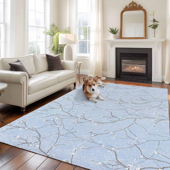 Blue Tree Branch Large Area Rugs 8x10 ft Retro Classic Art Blue Tree ...