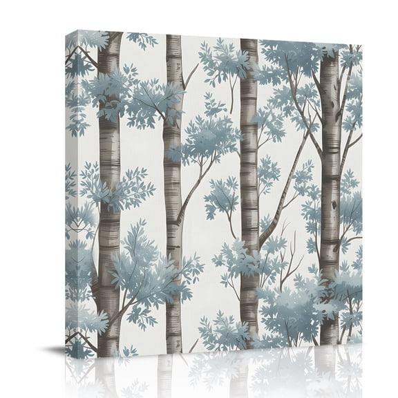 Blue Tree Branches Canvas Wall Art for Living Room, Nature Forest Retro Watercolor Poster Print Painting for Bedroom Office Home Decoration Wall Pictures Prepare To Hang 12"x12"