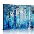 thumbnail image 1 of Blue Tree Canvas Wall Art Forest Landscape Picture Modern Birch Trees Nature Teal Abstract Painting Artwork, Large Size for Home Office Living Room Bedroom Bathroom Wall Decor, 1 of 6