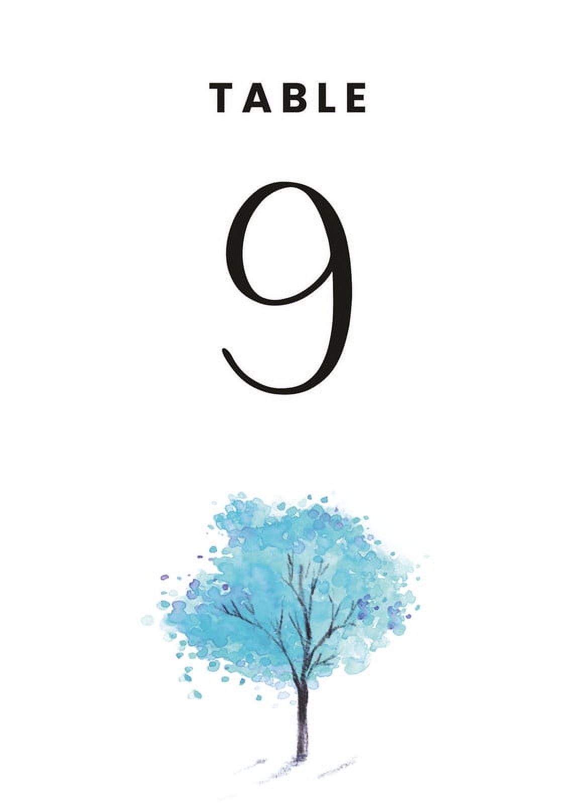 Blue Tree Design Table Number Cards Double Sided Party Table Numbers ...