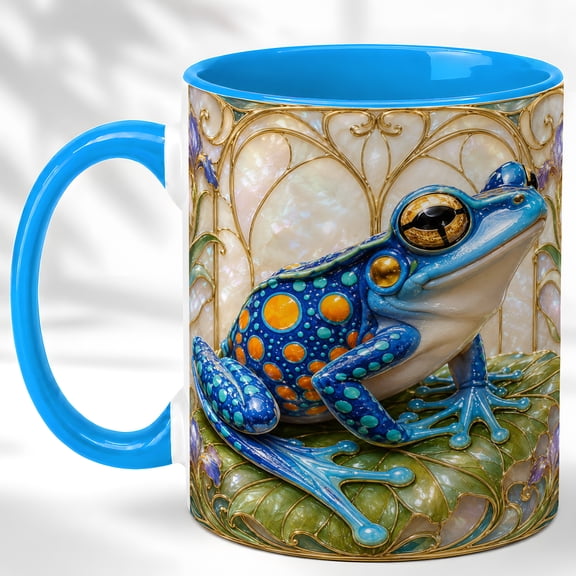 Blue Tree Frog Coffee Mug, Colorful Nature Mug, Ceramic 11 oz