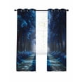 thumbnail image 1 of Blue Trees Blackout Curtains, Light Blocking Print Window Curtains, Forest Art Decor Spring Summer Nature Leaf Thermal Insulated Window Drapes for Living Room Kitchen Cafe 2 Panels, 55"W x 39"L, 1 of 9