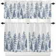 thumbnail image 1 of Blue Trees Kitchen Curtains and Valances Set, Rod Pocket Curtains Tier Farmhouse Window Curtains 36 Inch Length, Nature Pine Forest Plant Simple Rustic 3 Piece Kitchen Curtains Set, 1 of 6