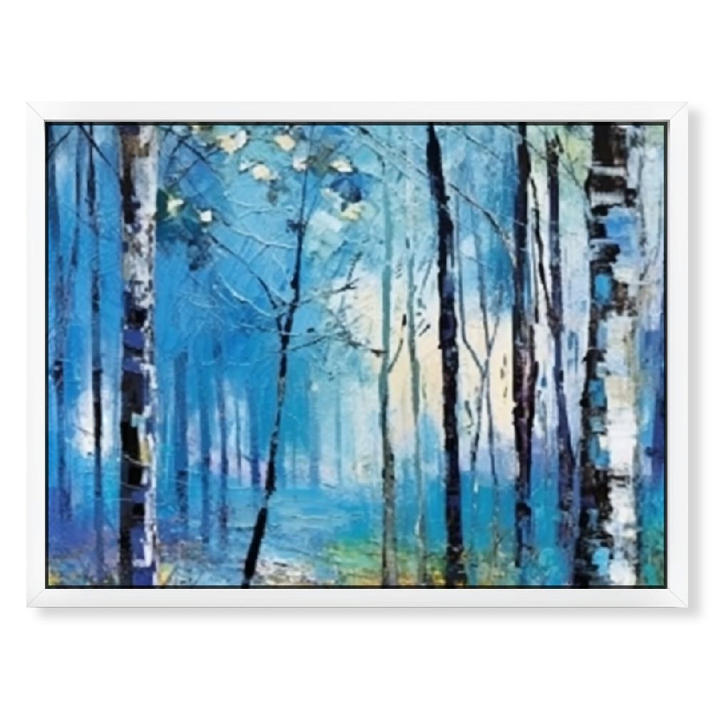 Blue Trees Wall Art Forest Landscape Picture Modern Birch Trees Nature ...