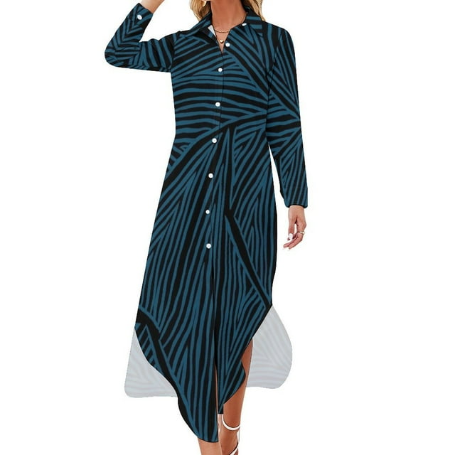 Blue Triangles Long Sleeved Shirt Dress dress women summer 2024 dresses ...