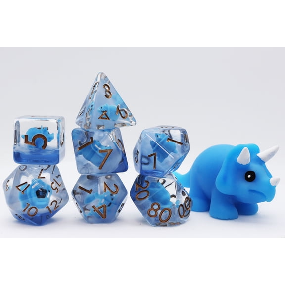 Blue Triceratops RPG Dice Set