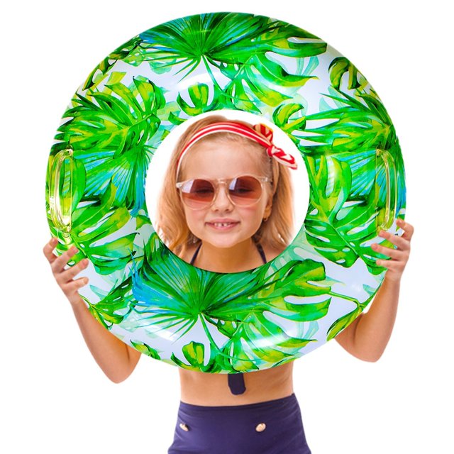 Blue Tropical Inflatable Swim Tube Pool Float, for Kids & Adults, Age 9