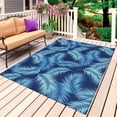 thumbnail image 1 of Blue Tropical Plants Outdoor Rug for Patio/Deck/Porch, Non-Slip Large Area Rug 3 x 5 Ft, Summer Monstera Palm Leaf Indoor Outdoor Rugs Washable Area Rugs, Reversible Camping Rug Carpet Runner, 1 of 8