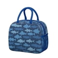 thumbnail image 1 of Blue Tropical Themed Lunch Bag - Whale & Dolphin Cartoon Insulated Reusable Tote for Commuters - Splash-Proof & Durable, 1 of 2