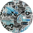 thumbnail image 1 of Blue Truck Excavator Wall Clock Round Vintage Silent Non Ticking Battery Operated Accurate Arabic Numerals Design Decorative for Home Kitchen Living Room Bedroom 10 Inch, 1 of 5