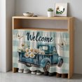 thumbnail image 1 of Blue Truck Spring Floral Cabinet Curtain 35"Wx35"L,Dustproof Under Sink Skirt W/ Self Adhesive Tape,Teal Plaid Butterflies Vintage Cabinet Curtain Cover for Kitchen Sink,Bathroom Vanity,Laundry Room, 1 of 9