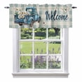 thumbnail image 1 of Blue Truck Spring Floral Kitchen Curtain Valances for Windows Farmhouse Short Curtains, Teal Plaid Butterflies Vintage Rod Pocket Valance Curtain for Bedroom Cafe Living Room 42"x12", 1 of 8