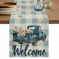 Blue Truck Spring Floral Table Runner 72 Inches Long,Teal Plaid ...