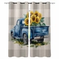 thumbnail image 1 of Blue Truck Yellow Sunflower Blackout Curtains for Bedroom Living Room Darkening Curtains 84 Inch Length 2 Panels Set Summer Grey Plaid Vintage Window Curtain Window Treatment Grommet Drapes 42"x84", 1 of 9