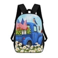 thumbnail image 1 of Blue Truck with Flags And Flowers 17in Backpack 3D Print Student Large Capacity, 1 of 5