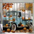 Blue Truck with Pumpkins and Autumn Leaves Shower Curtain Bathroom