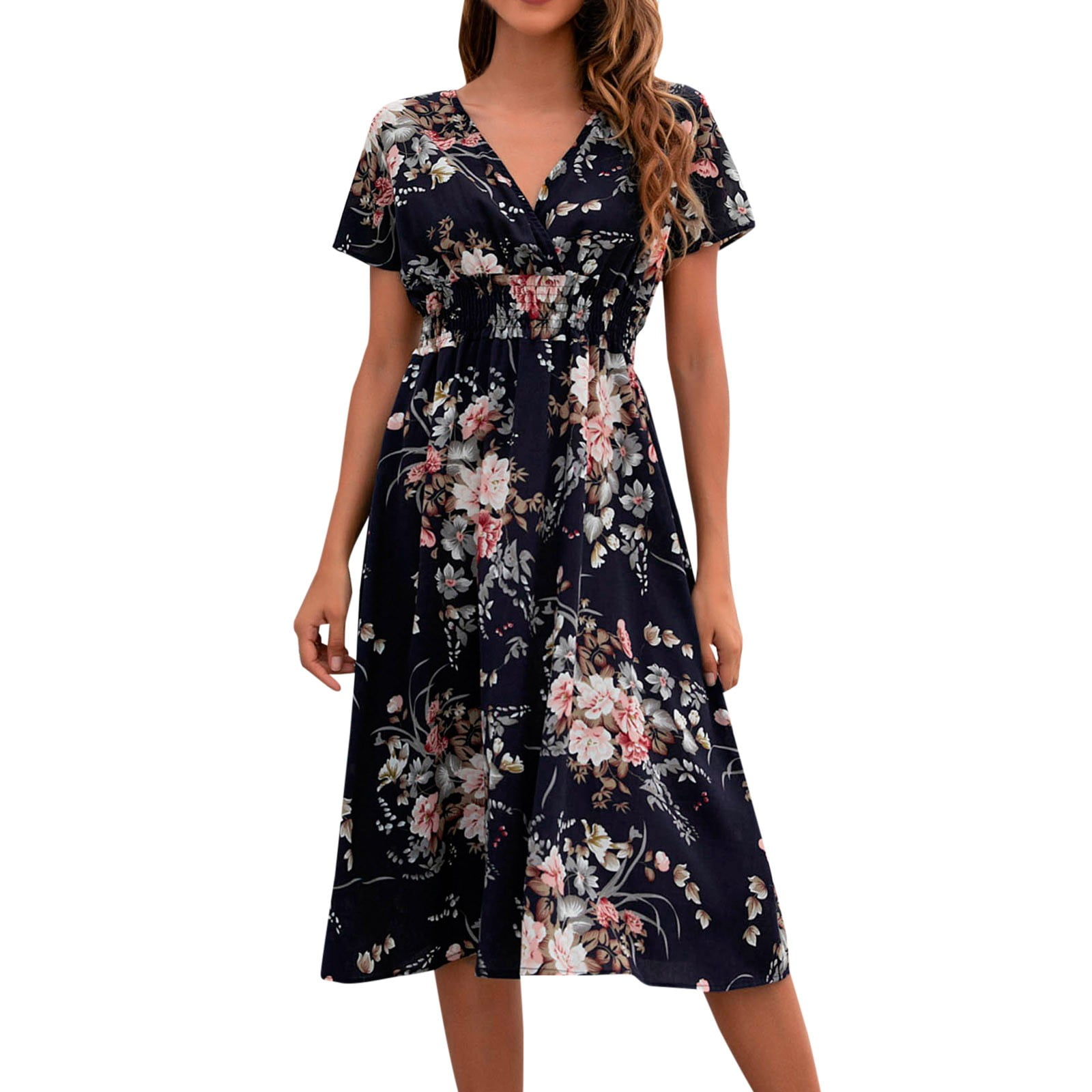 Blue Tshirt Dresses for Ladies, Short Sleeve Summer Dress, Weekend