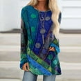 thumbnail image 1 of Blue Tshirts Shirts for Women Graphic, Polyester Blouses for Women Business Casual, Long Sleeve Womens Tops Casual, Summer Shirts for Women 2024, Womens Tops Dressy Casual, Womens Work Blouses, 1 of 4