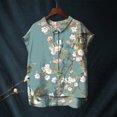 thumbnail image 1 of Blue Tshirts for Women Cute Tops for Women Collar Non Sleeve Linen Shirts Plus Size Floral Blouses Casual Summer Clothes Summer Tops, 1 of 4