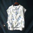 thumbnail image 1 of Blue Tshirts for Women Cute Tops for Women Collar Non Sleeve Linen Shirts Plus Size Floral Blouses Casual Summer Clothes Summer Tops, 1 of 4