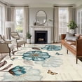 thumbnail image 1 of Blue Tulip Area Rugs 8'x10', Washable Small Throw Rugs for Living Room Patio, Vintage Floral Leaves Butterfly Plants Beige Indoor Outdoor Rug Non-Slip Low Pile Carpet Runner Reversible Floor Mats, 1 of 8