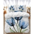 thumbnail image 1 of Blue Tulip Bedding Duvet Cover Set Queen Size 4 Pieces Transparent Flowers Minimalist Modern Art Bedding Set with Zipper Closure, 1 Comforter Cover 90x92 Inches 1 Flat Sheet & 2 Pillow Cases, 1 of 7