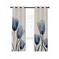 thumbnail image 1 of Blue Tulip Blackout Curtains 39 Inches Long, Flower Plant Beige 2 Panels, Thermal Insulated Room Darkening Drapes with Grommets, 27.5W x 39L Each Panel, 1 of 9
