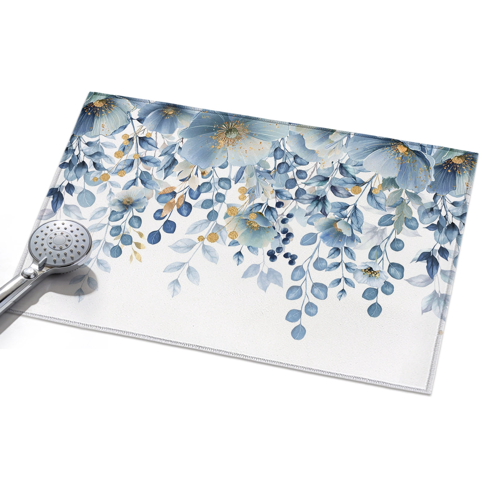 Blue Tulip Eucalyptus Leaf Washable Area Rug 2 x 3 ft Floral Botanical ...