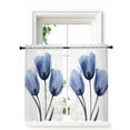 thumbnail image 1 of Blue Tulip Flower Tier Curtains 45 Inch Length,Sheer Curtains for Bedroom Living Room Window Vintage Spring Plant Floral Botanical Small Half Window Kitchen Curtains & Drapes 27.5"x45" 2 Panels, 1 of 6
