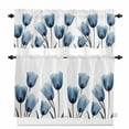 thumbnail image 1 of Blue Tulip Kitchen Curtains and Valances Set, Minimalist Modern Flower Plant Art Rod Pocket Window Valance 18 Inch Window Curtain Panels for Living Room Bedroom Laundry, 27.5x24in, 3 Pieces, 1 of 7