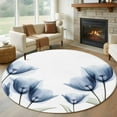 thumbnail image 1 of Blue Tulip Large Round Rug 8 FT, Non Slip Living Room Area Carpet, Spring Floral Pastoral Flower Aesthetics Washable Soft Circle Rug Non-Shedding Floor Carpet for Bedroom Office Dining Room, 1 of 9