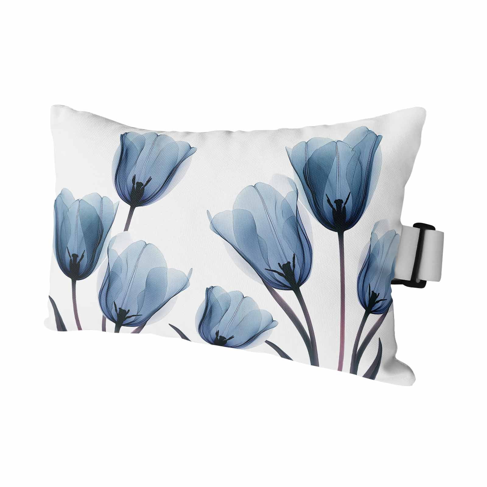 Blue Tulip Outdoor Chaise Lounge Pillows Minimalist Modern Flower Plant Art Lumbar Pillows with Insert Adjustable Elastic Strap Headrest Pillow for Recliner Patio Chair 1 Pack 11x16 Inch