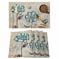 thumbnail image 1 of Blue Tulip Placemats Set of 6, Retro Flowers Leaves Butterfly Plants Khaki Placemats for Dining Table, Place Mats for Kitchen Tabletop, Waterproof Wipeable Dining Table Mats Set, 1 of 9