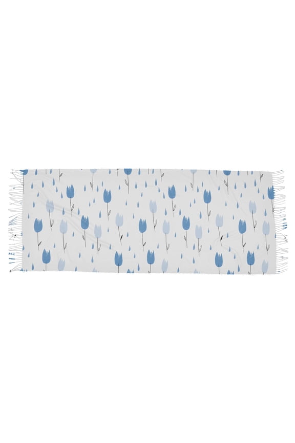 Blue Tulip Raindrops Women's Cold Weather Scarves Lightweight Warm Fashion Scarves, Breathable 86.6''x30.7''