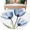 thumbnail image 1 of Blue Tulip Round Area&nbsp;Rug 6ft Flower Farmhouse Non-Slip&nbsp;Washable Circle Rugs Soft Felt Indoor Floor Mat for Bedroom Kitchen Living Room Bathroom, 1 of 9
