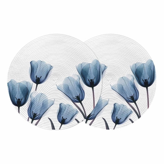 Blue Tulip Round Placemats Set of 2, Braided Polypropylene Place Mats ...