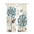 thumbnail image 1 of Blue Tulip Sheer Curtains 63 Inch Length 2 Panels Set for Living Room/Bedroom, Vintage Floral Leaves Butterfly Plants Beige Kitchen Curtains Grommet Semi-Sheer Curtains Window Treatments 42"x63"x2, 1 of 7