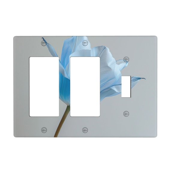 Blue Tulip Switch Cover Decorative Wall Plate 3-Gang 2-Decor 1-Toggle Standard Size