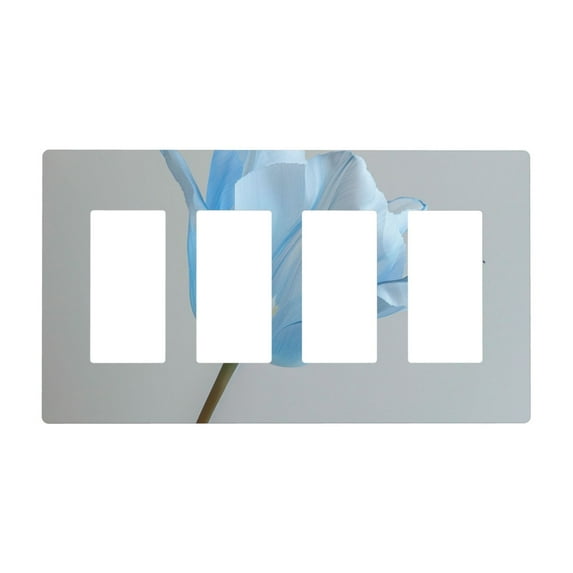 Blue Tulip Switch Cover Decorative Wall Plate / 4-Gang Screwless / Standard Size 4.5x8 in