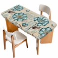 thumbnail image 1 of Blue Tulip Table Cloths for 5 Foot Rectangle Tables, Retro Flowers Leaves Butterfly Plants Khaki Patio Waterproof Elastic Fitted Tablecloths, Washable Rectangular Table Cover for Camping, 1 of 8