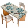 thumbnail image 1 of Blue Tulip Table Cloths for 6 Foot Rectangle Tables, Retro Flowers Leaves Butterfly Plants Khaki Patio Waterproof Elastic Fitted Tablecloths, Washable Rectangular Table Cover for Camping, 1 of 8