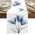 thumbnail image 1 of Blue Tulip Table Runner - 60 Inch Long, Kitchen Dining Table Runner Dresser Scarves, Spring Floral Botanical Leaves Pastoral Farmhouse Decor for Coffee Tables Wedding Party Banquet, 1 of 8