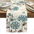 thumbnail image 1 of Blue Tulip Table Runner - 72 Inch Long, Kitchen Dining Table Runner Dresser Scarves, Vintage Flowers Butterfly Plants Beige Rustic Farmhouse Decor for Coffee Tables Wedding Party Banquet, 1 of 8